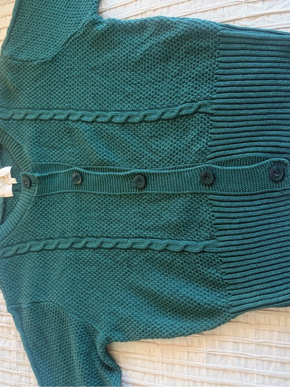 💚The House of Foxy💚Forest Green Cable Knit Button-Up Sweater - Picture 6 of 9